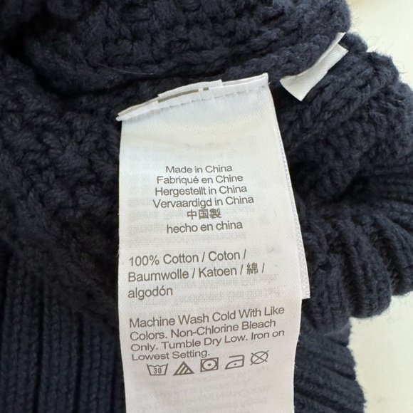 J. Crew Men's Crewneck Cable Knit Sweater, Medium, Navy Blue - Picture 4 of 4